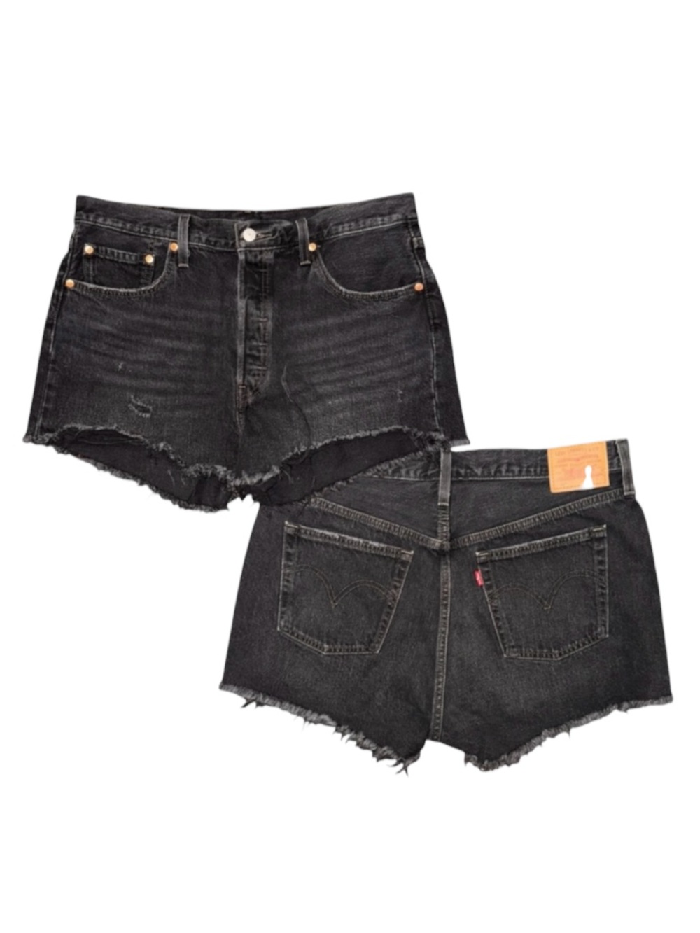 Levi's Black Distressed High-Rise Cutoff Denim Shorts